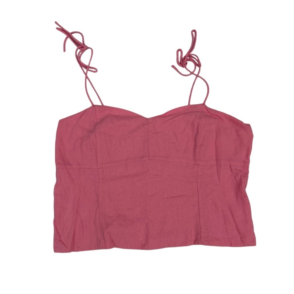 (NWOT) Old Navy XL Pink Smocked Tie-Strap Crop Top | Linen Sleeveless Blouse